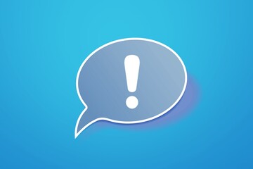 Exclamation mark on big speech bubble on color background