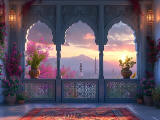 Beautiful arabic window, mosque interior