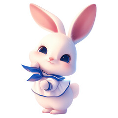  Cute 3d Easter bunny rabbit in sailor uniform costume. Adorable charming animal hare character