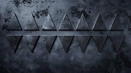 Metal background with triangles pattern. Flat lay design. 
