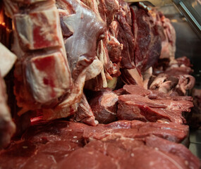 beef meat in the market showcase