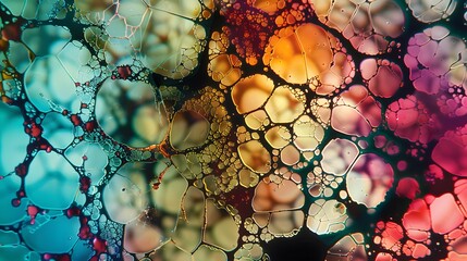 A macro photo of a microscope slide showing the intricate molecular structures of different dyes and pigments demonstrating the extensive research and development that goes - obrazy, fototapety, plakaty