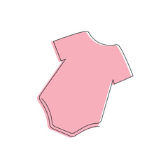 Bodysuit for baby girl drawn in one continuous line. One line drawing, minimalism. Vector illustration.