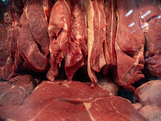 beef meat in the market showcase