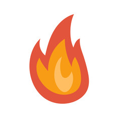 Cartoon fire. Vector hand drawn illustration isolated on white background. fire flame icon with burning red hot sparks. Camping colors icon for web banner, campsite cooking or BBQ. Lit icon