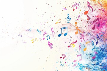 "Step into a harmonious realm with a white background complemented by a music-themed border frame, evoking the melodies and beats of your imagination