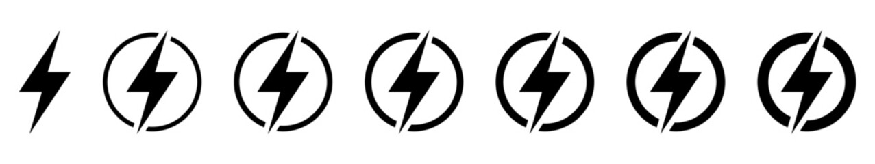 Lightning, electric power vector icon. Energy and thunder electricity symbol. Lightning bolt sign in the circle.