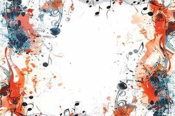 Immerse yourself in the world of music with a white background accented by a thematic border frame, offering a symphonic touch to your artistic endeavors