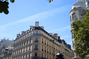 real estate and parisian buildings in the 8th arrondissement - obrazy, fototapety, plakaty