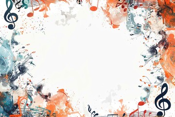 Enhance your design with a white backdrop featuring a charming border frame inspired by music, ideal for capturing the rhythm and harmony of your compositions