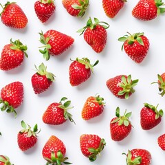 strawberries on white background.