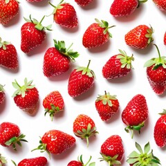 strawberries on white background.