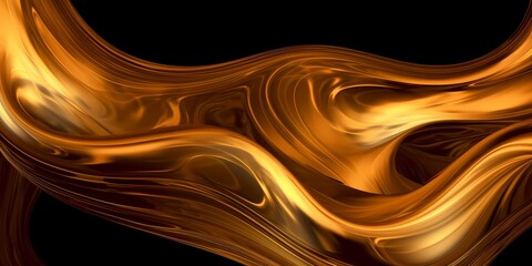 Ribbons of molten gold and bronze flow gracefully, casting a warm and inviting glow. - obrazy, fototapety, plakaty
