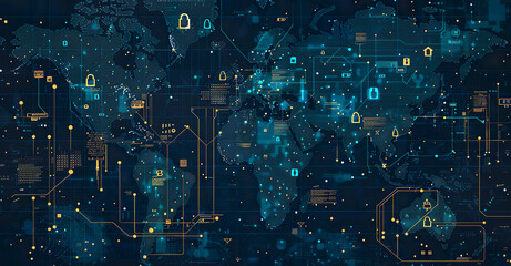 illustration of cyber security, dangers of technology, generative AI