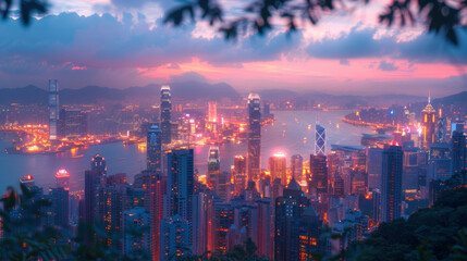 blurred lights from peak Victoria, Hong Kong.