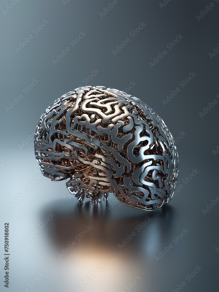 Poster ai brain. artificial intelligence. ski-fi concept of robotics