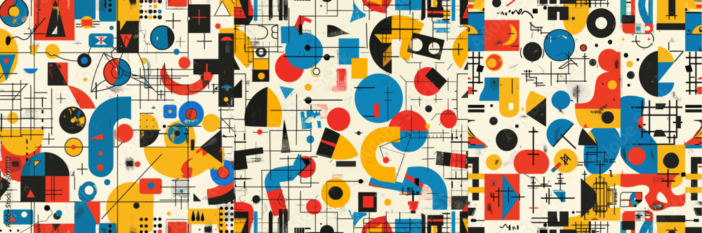 Aufkleber posters in color pop art style with geometric elements and lines. retro cubism design, abstract line