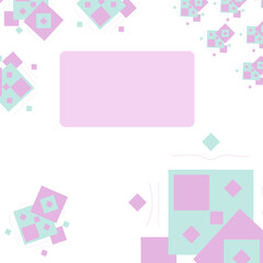 Abstract background of geometric shapes in mint green and pink colors. Ready-made cover design for notebooks, planners, books with space for text