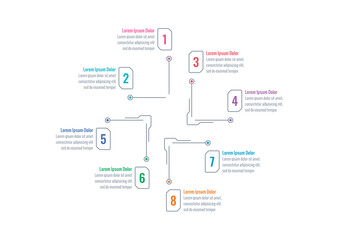 Infographic template for business, IT, technology, food, industrial world. technological electronic infographic template. eight options information template