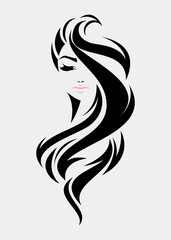 vector silhouette of a girl isolated on white background