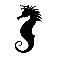 Seahorse silhouette, seahorse vector by hand drawing, vector illustration with a white background