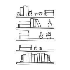 Book tracker for your Journal, Planner. Vector bookshelves in doodle style. © aisoneee