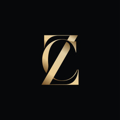 CZ or ZC Monogram in Luxury Logo - obrazy, fototapety, plakaty