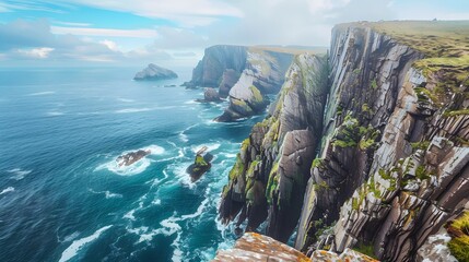 Kerry Cliffs, widely accepted as the most spectacular cliffs in County Kerry, Ireland. Tourist...