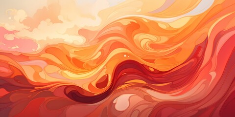 A burst of fiery reds and oranges ignites the illustration, radiating warmth and intensity as the colors meld and merge into a captivating display of gradient waves. - obrazy, fototapety, plakaty