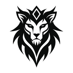 abstract lion head mascot vector logo design