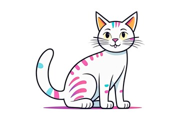 Cute domestic cat hand drawn sketch Pets illustration