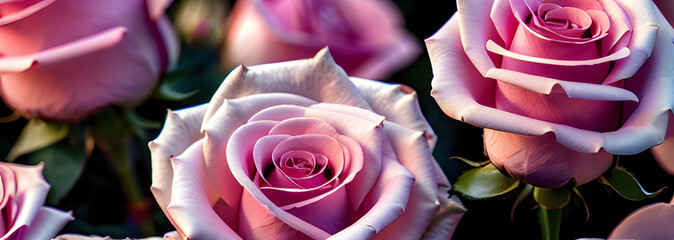 Beautiful background with bouquet of roses with light colored petals.