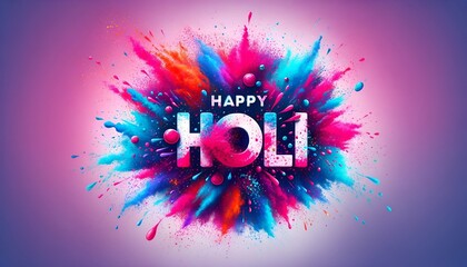 Beautiful banner illustration for holi with colorful powders.