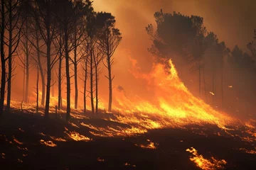 Gordijnen Environmental crisis Wildfires create a thick blanket of smoky haze © Jawed Gfx