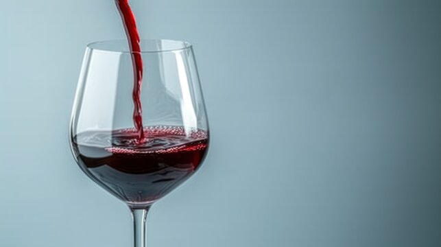 a glass of red wine being poured into a wine glass with a red liquid pouring out of the top of the glass.