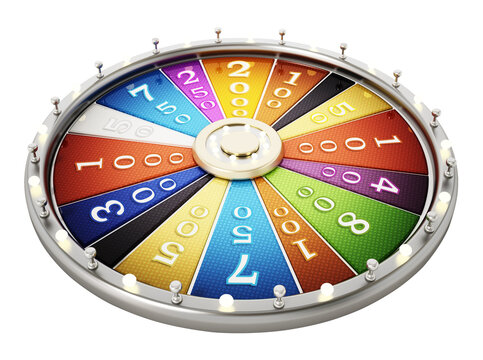 Prize wheel isolated on transparent background. 3D illustration