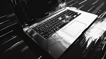 black and white laptop modern technology, ai generated , .Modern laptop extend screen digital tablet 