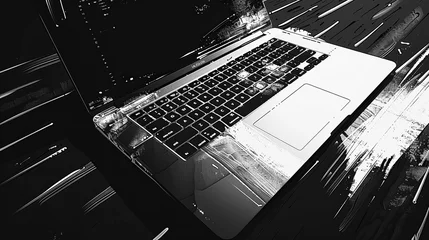 Foto op Canvas black and white laptop modern technology, ai generated , .Modern laptop extend screen digital tablet  © Mahnoor