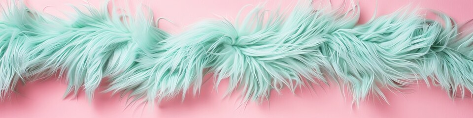 mint fur on a pink background.
