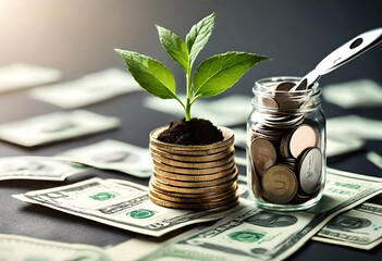 money tree and coins