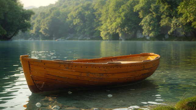 Boat on Ombla river near Rozat, Croatia.