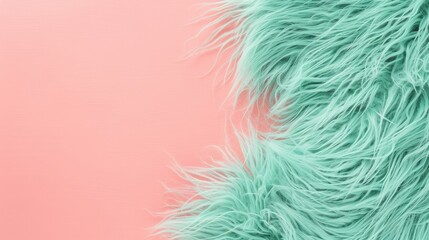 mint fur on a pink background.