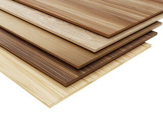 Stack of wood planks isolated on transparent background. 3D illustration