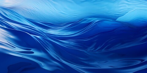 Deep ocean blue 3D waves with a reflective sheen, their surface mirroring the surrounding environment with clarity.