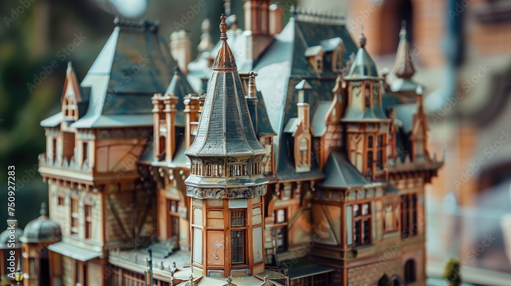 Poster Detailed miniature model of a historical building with intricate craftsmanship