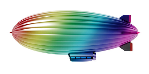 Rainbow colored zeppelin isolated on transparent background. 3D illustration © Destina