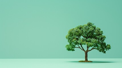 Solitary tree against a soft green backdrop, symbolizing tranquility