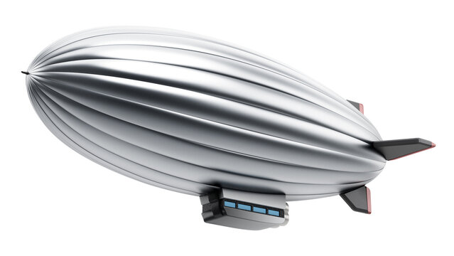 Silver zeppelin isolated on transparent background. 3D illustration