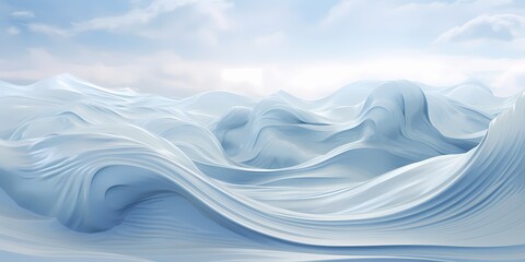 Icy blue and silver 3D waves shimmering like frozen water in a winter wonderland.