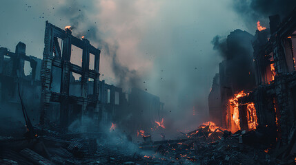 Cities destroyed by war, city fires.
